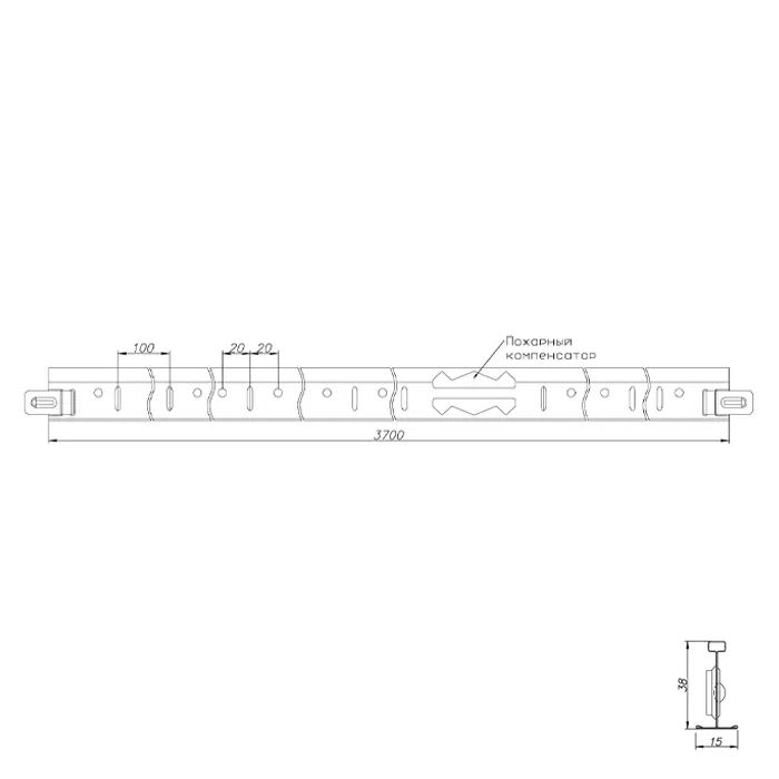 Подвесная система Албес Т 15/38 GL15 белый L=3,7м