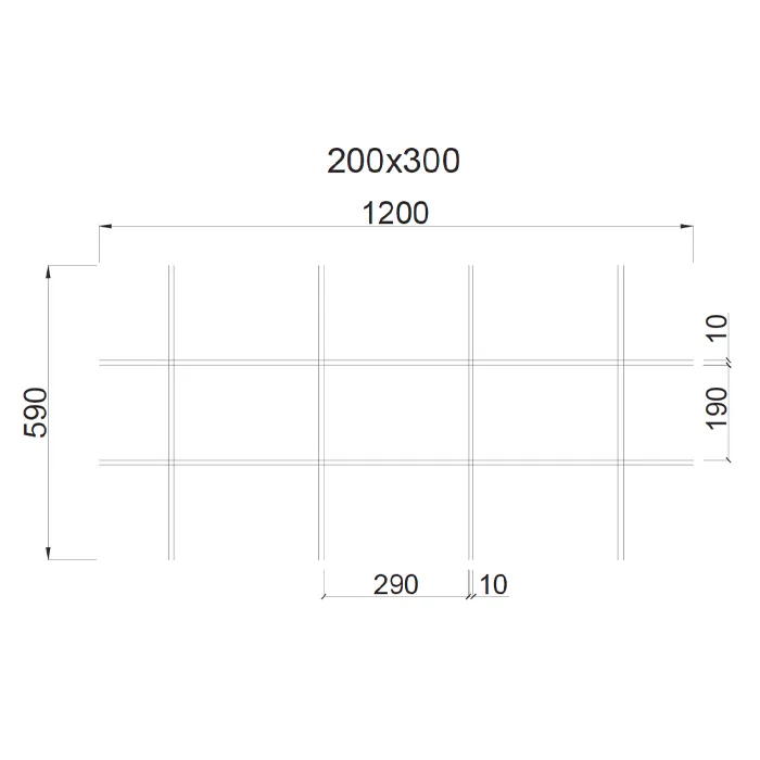 Подвесной металлический потолок Грильято Жалюзи ячейка 200х300мм