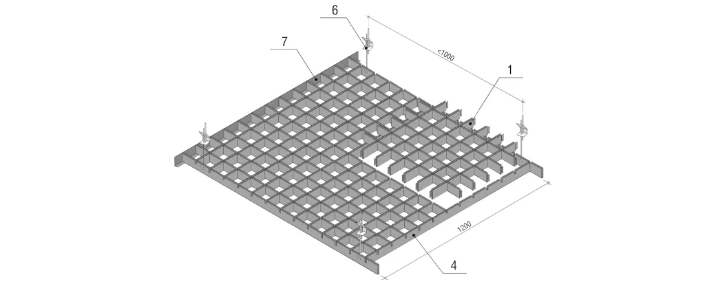Схема монтажа потолка Грильято